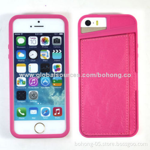 TPU Cases for iPhone 5s, trench to paste PU case (PU with card hole), different colors available